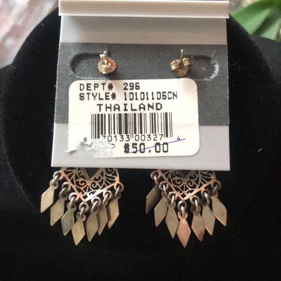 Genuine Stone Sterling Silver Dangle Earrings - Picture 2 of 6